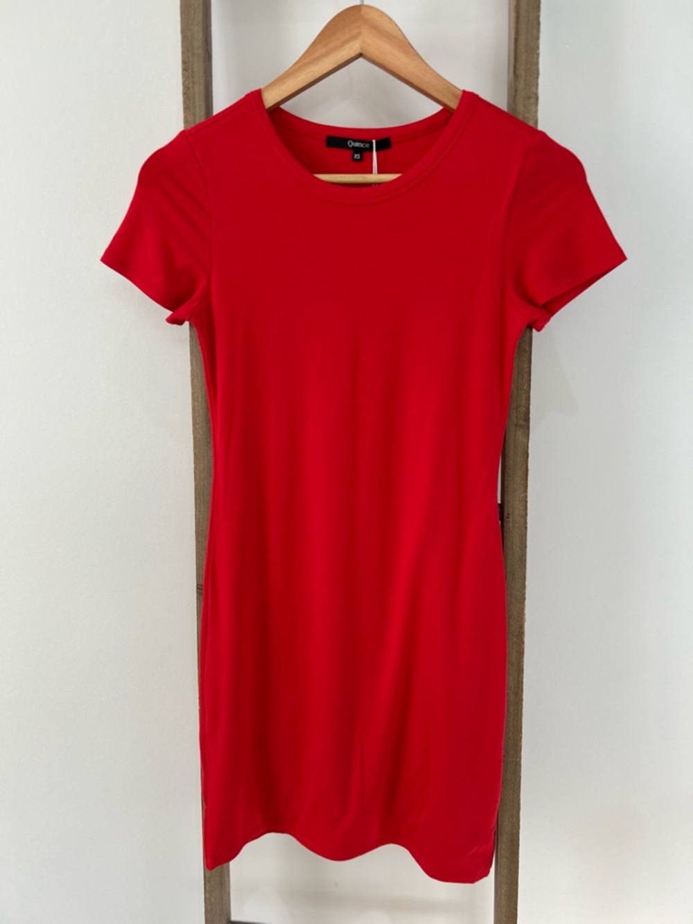 NWT Quince Red Short-Sleeve Mini Dress